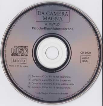 CD Antonio Vivaldi: Piccolo-Blockflötenkonzerte - Concerti Für Piccolo - U. Altblockflöte
