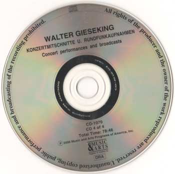 4CD/Caja Walter Gieseking: Konzertmitschnitte U. Rundfunkaufnahmen / Public Performances And Broadcasts (From The Collection Of Deutsches Rundfunkarchiv)