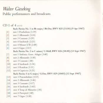 4CD/Caja Walter Gieseking: Konzertmitschnitte U. Rundfunkaufnahmen / Public Performances And Broadcasts (From The Collection Of Deutsches Rundfunkarchiv)