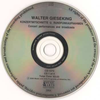 4CD/Caja Walter Gieseking: Konzertmitschnitte U. Rundfunkaufnahmen / Public Performances And Broadcasts (From The Collection Of Deutsches Rundfunkarchiv)