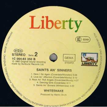 LP Whitesnake: Saints & Sinners
