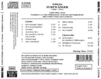 CD Wilhelm Furtwängler: Te Deum / Religiöser Hymnus / Schwindet, Ihr Dunklen Wölbungen / Leider