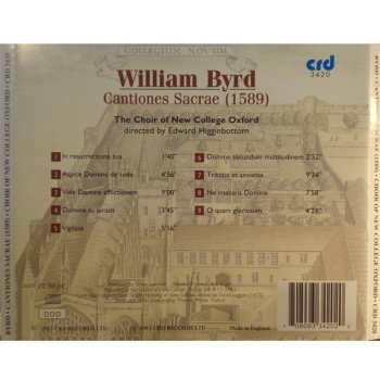 CD The New College Oxford Choir: Cantiones Sacrae (1589)