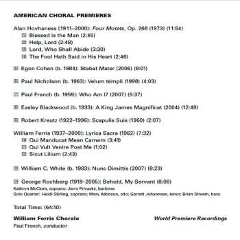 CD William Ferris Chorale: American Choral Premieres