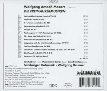 CD Wolfgang Amadeus Mozart: Die Freimaurermusiken