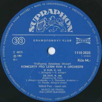 LP Wolfgang Amadeus Mozart: Koncerty Pro Lesní Roh A Orchestr