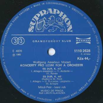 LP Wolfgang Amadeus Mozart: Koncerty Pro Lesní Roh A Orchestr