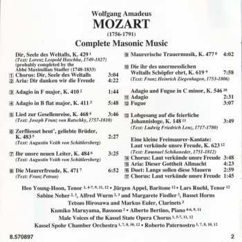 CD Wolfgang Amadeus Mozart: Masonic Music (Complete)