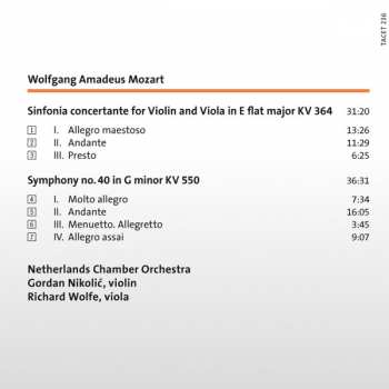 SACD Wolfgang Amadeus Mozart: Sinfonia Concertante KV 364; Symphony In G Minor KV 550