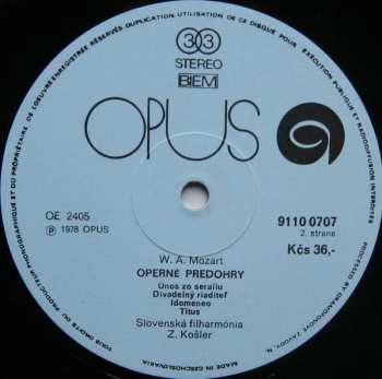 LP Wolfgang Amadeus Mozart: Opera Overtures