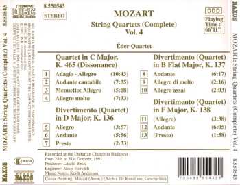 CD Wolfgang Amadeus Mozart: String Quartets (Complete) Vol. 4 - K. 136 • K. 137 • K. 138 • K. 465