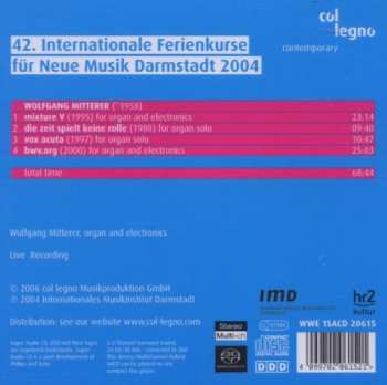 SACD Wolfgang Mitterer: Internationale Ferienkurse Für Neue Musik Darmstadt 2004