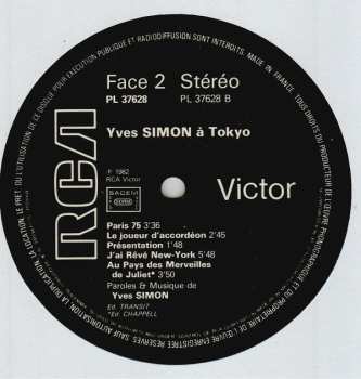 LP Yves Simon: Concert À Tokyo