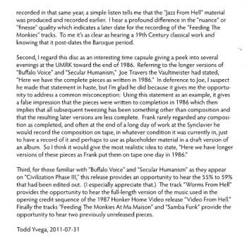 CD Frank Zappa: Feeding The Monkies At Ma Maison