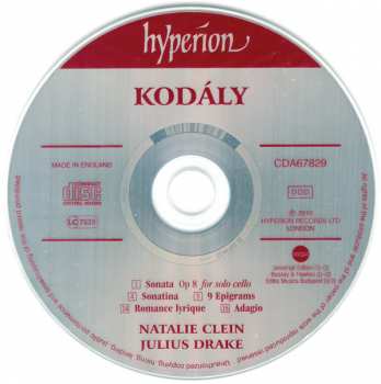 CD Zoltán Kodály: Sonata For Solo Cello • Adagio • Sonatina • Epigrams • Romance Lyrique