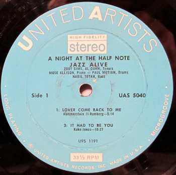 CD Zoot Sims: Jazz Alive: A Night At The Half Note