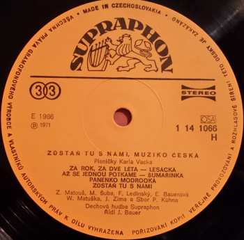 LP Karel Vacek: Zůstaň Tu S Námi, Muziko Česká - Nejoblíbenější Lidovky Karla Vacka